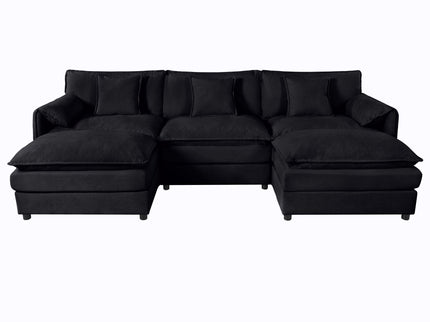 Modern Comfy Deep Seat Modular Sectional Sofa Cloud Couch With Ottoman