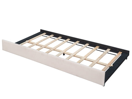 Upholstered Daybed Sofa Bed With Trundle Bed And Wood Slat
