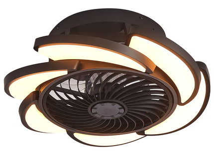 Bladeless Ceiling Fan With Remote Control, 6 Speeds Dimmable Light, Enclosed Low Profile For Living Room - Black