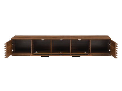 TV Stand With LED Lighting, Soft Closing Hinges, Cable Management - Walnut