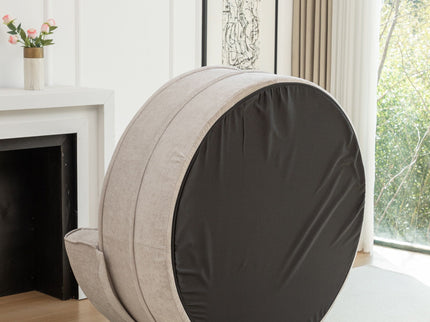 Modern Oversized Round Barrel Accent Chair With Ottoman