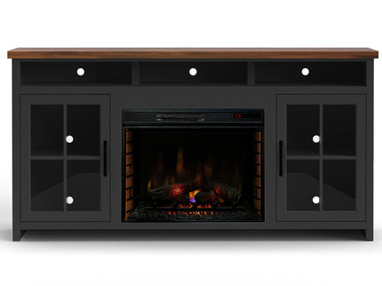 Fireplace TV Stand Console For TVs Up To 85" - Black / Whiskey