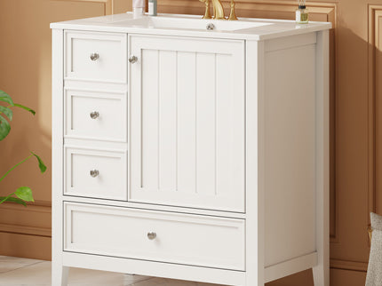 Modern Bathroom Vanity With Sink, 1 Cabinet & 3 Drawers