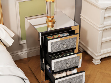 3 Drawer Nightstand - Silver