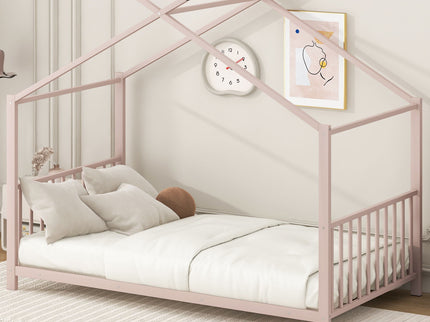Metal House Platform Bed With Modern Design And Durable Frame