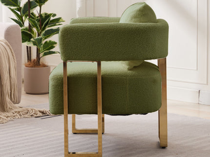 Modern Decorative Chair Teddy Fleece Upholstered And Metal Foot
