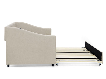 Upholstered Daybed With USB Charging & Pull Out Bed