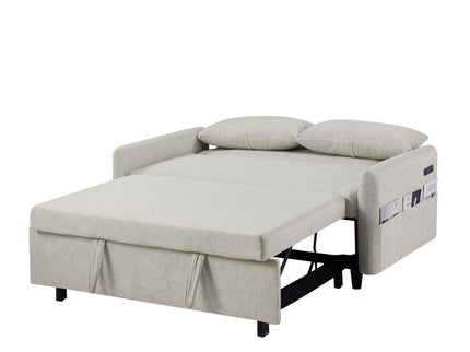 Pull Out Sleep Sofa Bed Loveseats Sofa Couch With Adjsutable Backrest, Storage Pockets, 2 Soft Pillows, USB Ports For Living Room, Bedroom, Apartment, Office