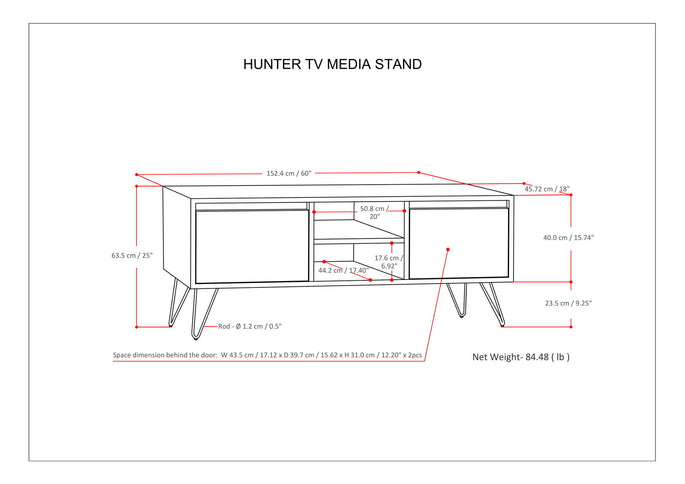 Hunter - TV Media Stand - Umber Brown Stain