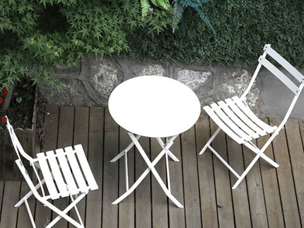 3 Piece Patio Bistro Set Of Foldable Round Table And Chairs