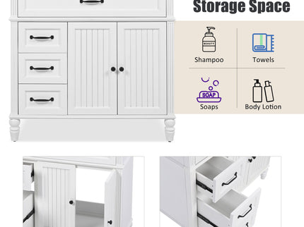 Bathroom Vanity With Sink, 2 Door Storage With Soft Closing Hinges - White