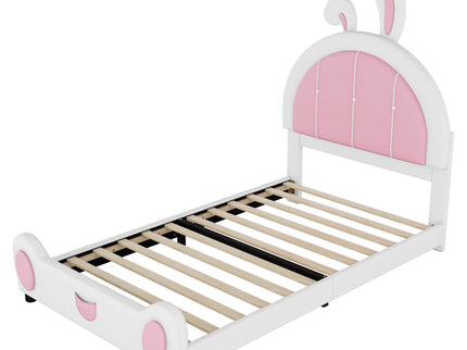 Upholstered Platform Bed With Rabbit Shaped Headboard