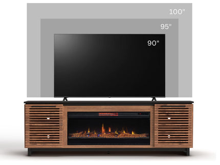 Fireplace TV Stand Console For TVs Up To 100" - Black / Bourbon