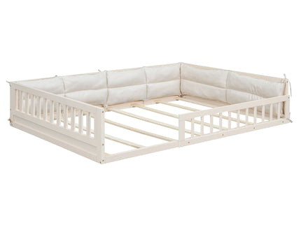 Upholstered Platform Bed With Guardrail And Pillow