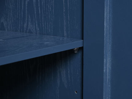 Elegant Sideboard With Sophisticated Wavy Pattern Doors And Arched Groove Design, Adjustable 4 Door Layout