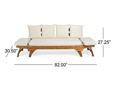 Outdoor Acacia Wood Expandable Daybed With Cushions