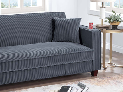 Modern Convertible Sofa With Hidden Storage USB Port, Cup Holder