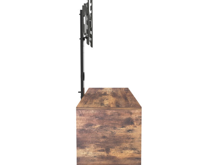 Rustic Brown TV Console With Push-To-Open Storage Cabinet For TV, Wood & Glass TV Stand For Living Room Bedroom - Rustic Brown