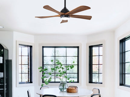 5 Blades Ceiling Fan With Lights Remote Control - Matte Black