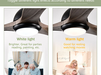 Indoor Outdoor Ceiling Fan With Light With Remote Control, Noiseless Reversible Motor, 6 Speed, 3 Color