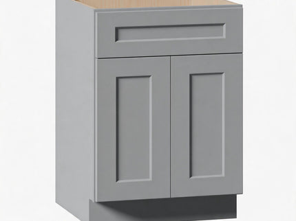 Shaker Base Cabinet With Soft Close Door And Drawer, Space Saving Unit - Gray