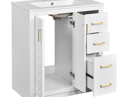 Bathroom Vanity With Sink, Storage Cabinet, Freestanding Set With 3 Drawers & Soft Closing Doors