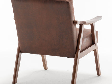 Mid Century Modern Accent Chair With Solid Wood Frame And Extra Thick Backrest