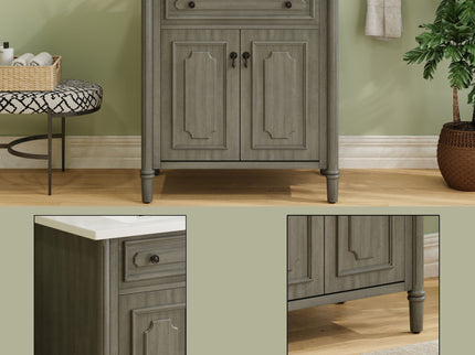 Vintage Bathroom Vanity With Sink, Rustic Cabinet With Soft Close Doors