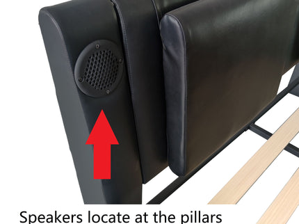 Platform Bed Frame With LED Lighting, tooth Music, Vibration Massage