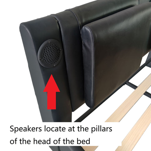 Platform Bed Frame With LED Lighting, tooth Music, Vibration Massage