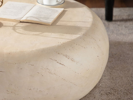 Round Coffee Table With Smooth Texture For Living Room - Light Beige