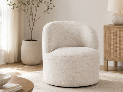 Upholstered Barrel Accent Chair For Living Room - White