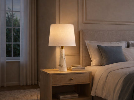 Enclave - Hydro Table Lamp With On / Off Switch Base Shade - Gold / White / White Marble