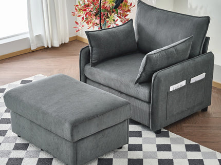 Comfy Oversized Chaise Lounge Chair With Ottoman And Storage