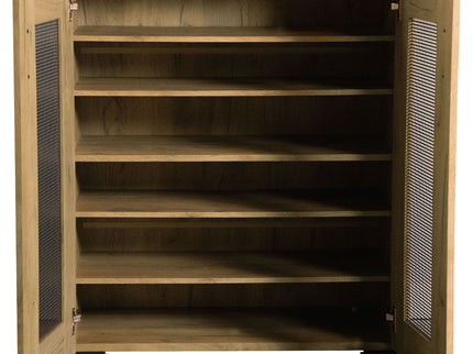 Door Accent Cabinet With Screens - Brown