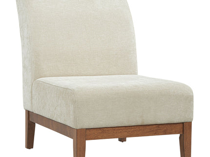 Upholstered Accent Chair - Beige / Walnut