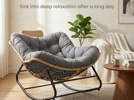 Oversized Papasan Rocking Chair Outdoor With Thick Cushion