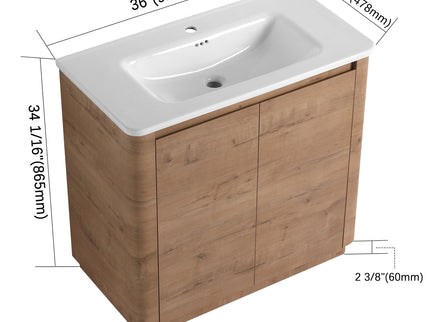 Freestanding Bathroom Vanity With Sink & 2 Soft Close Doors
