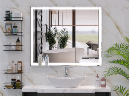 LED Bathroom Vanity Mirror Wall Mounted Adjustable / Warm / Natural Lights Anti-Fog Touch Switch With Memory Modern Smart Large Bathroom Mirrors