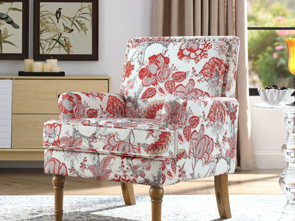 Floral Accent Armchair With Nailhead Trim