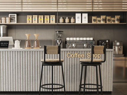 Bar Stools Swivel Counter Chairs With Metal Frame Hand Woven Paper Rope Dining Barstools For Kitchen Counter (Set of 2)