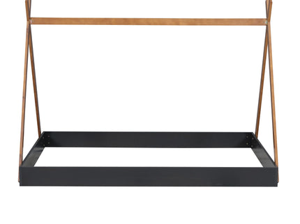 Full Size Tent Floor Bed With Triangle Structure, Low Profile Design - Black / Brown