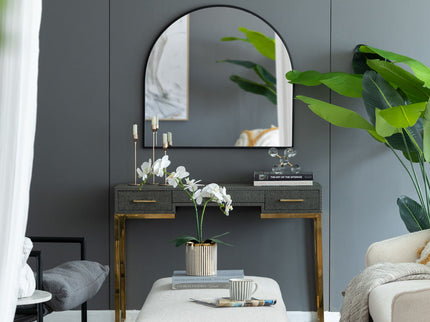 Arched Mirror With Metal Frame, Wall Mirror For Living Room Bedroom Entryway