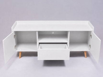 TV Stand For TVs Up To 60" With Open Storage Shelf, 2 Doors, 1 Drawer And Cable Management