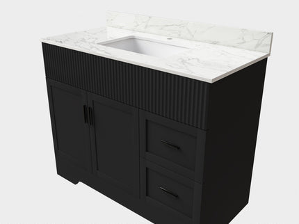 Bathroom Vanity, Fluted Cabinet, Soft Close Doors & Drawers, Single Faucet Hole, Sink Included - Black