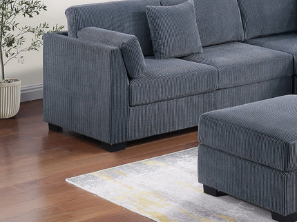 Contemporary L - Sectional Sofa Set With Ottoman And Pillows