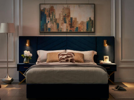 Comfortable Upholstered Bed With Vertical Channel Tufted Wingback Headboard