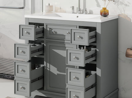 Modern Bathroom Vanity With Sink Combo, 6 Drawers And 1 Cabinet