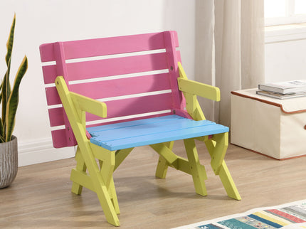 Kids Multi-Functional Arm Chair, Table With 2 Benches All-In-One Set