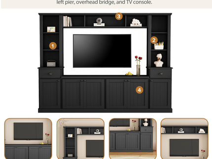 Minimalist Entertainment Wall Unit Set With Bridge For TVs Up To 75"